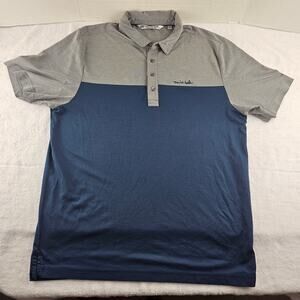 Travis Mathew Men's Polo Shirt  Gray/ Navy Blue Color Block Size Large